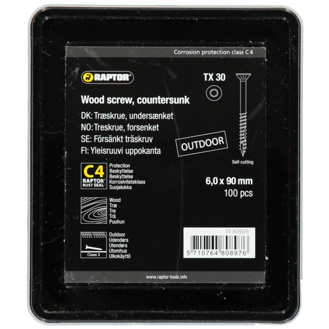 TRÄSKRUV 6,0X90 FH C4 100ST TX30 RAPTOR